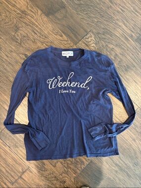 Wildfox Navy 'Weekend, I Love You' Long-Sleeve Crewneck